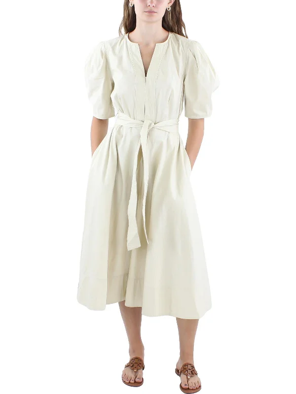 Flash Sale Womens Pleated Cotton Fit & Flare Dress