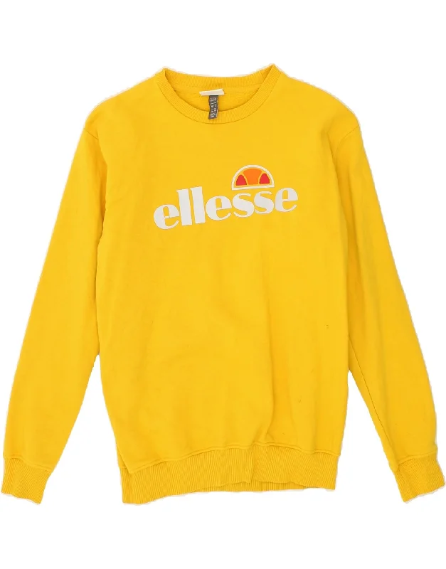 Reduced Prices ELLESSE Womens Oversized Graphic Sweatshirt Jumper UK 10 Small Yellow