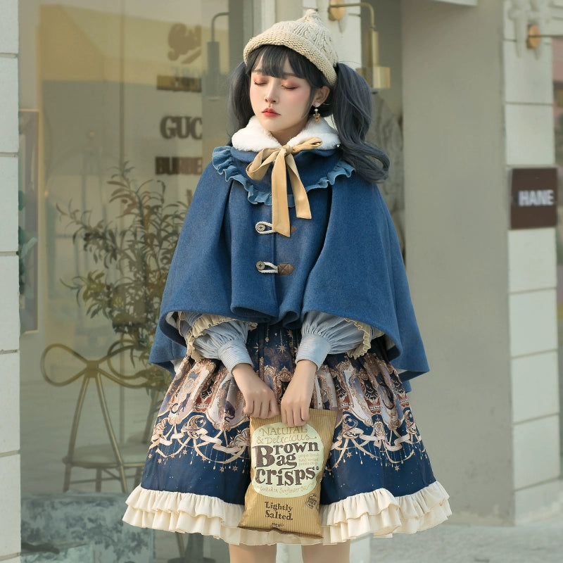 Midnight Sale (BFM)YingLuoFu~Winter Lolita Skirt Set~ Starry Court Retro Palace SK Cloak Midnight Sale (BFM)YingLuoFu~Winter Lolita Skirt Set~ Starry Court Retro Palace SK Cloak