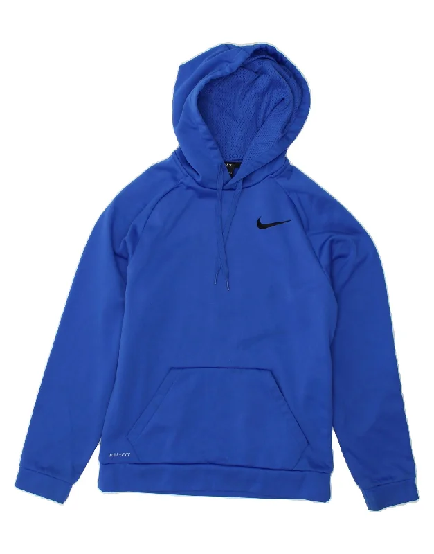 Overstock NIKE Womens Dri Fit Hoodie Jumper UK 10 Small Blue Polyester