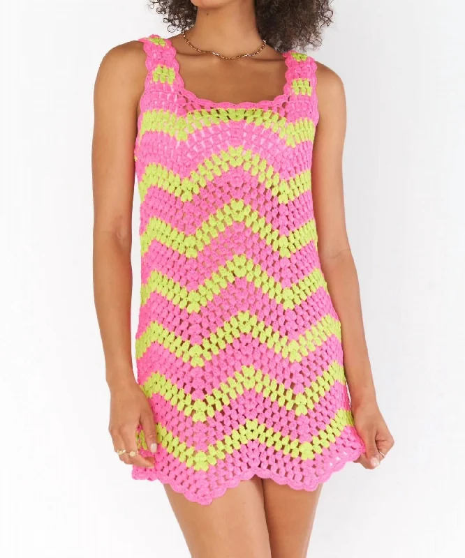 Deal Alert Tara Mini Dress In Watermelon Wave Crochet
