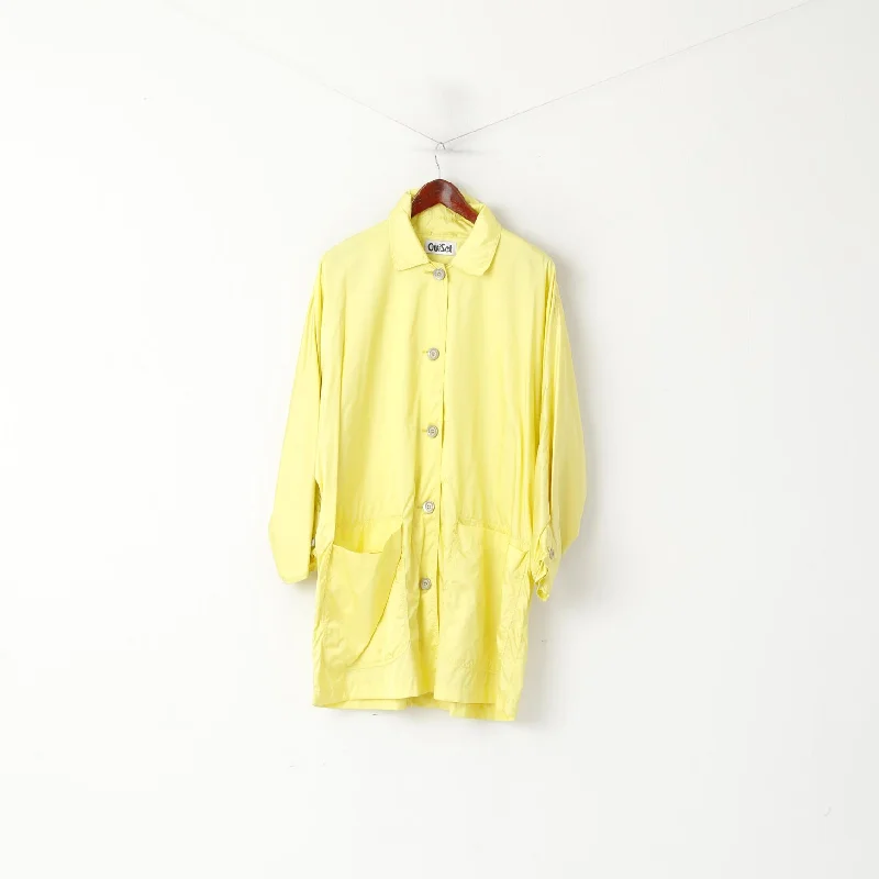 Factory Direct Sale Ouiset Women 10 M Coat Yellow Shiny Single Breasted Nylon Oversize Classic