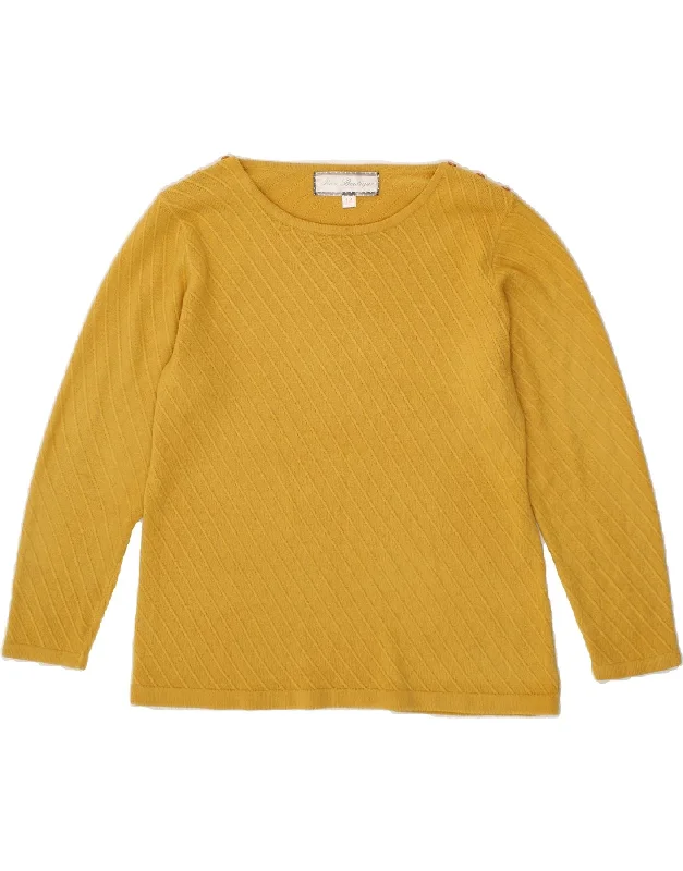Act Now VINTAGE Womens Boat Neck Jumper Sweater UK 14 Large Yellow Acrylic