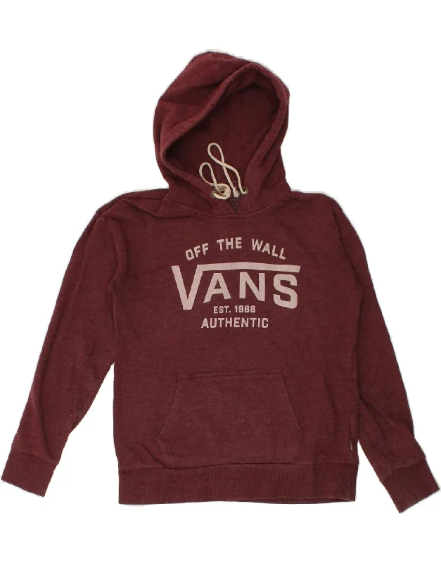 VANS Womens Graphic Hoodie Jumper UK 10 Small Burgundy Cotton