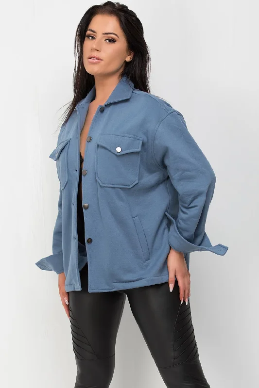 Huge Savings Denim Blue Shacket Oversized