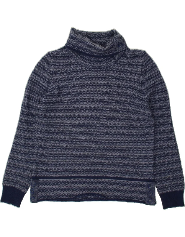 Year-End Sale BLARNEY Womens Roll Neck Jumper Sweater UK 18 XL Navy Blue Fair Isle