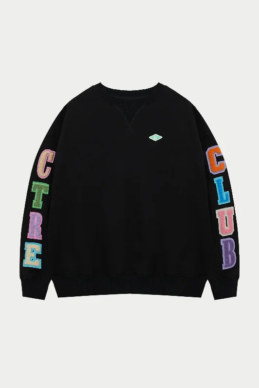Lowest Price MULTIBADGED CHENILLE SWEATSHIRT - BLACK
