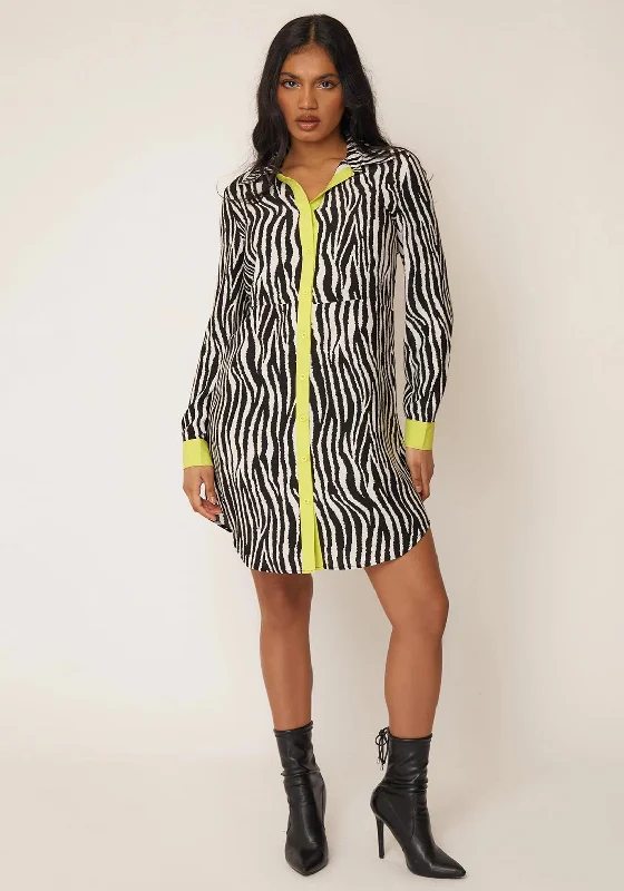 Must-Have Deals Girl in Mind Alana Mini Shirt Dress, Black & Lime