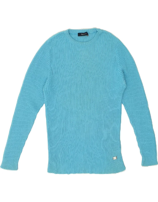 Early Bird Discount ZEGNA SPORT Womens Crew Neck Jumper Sweater UK 14 Medium Blue Cotton