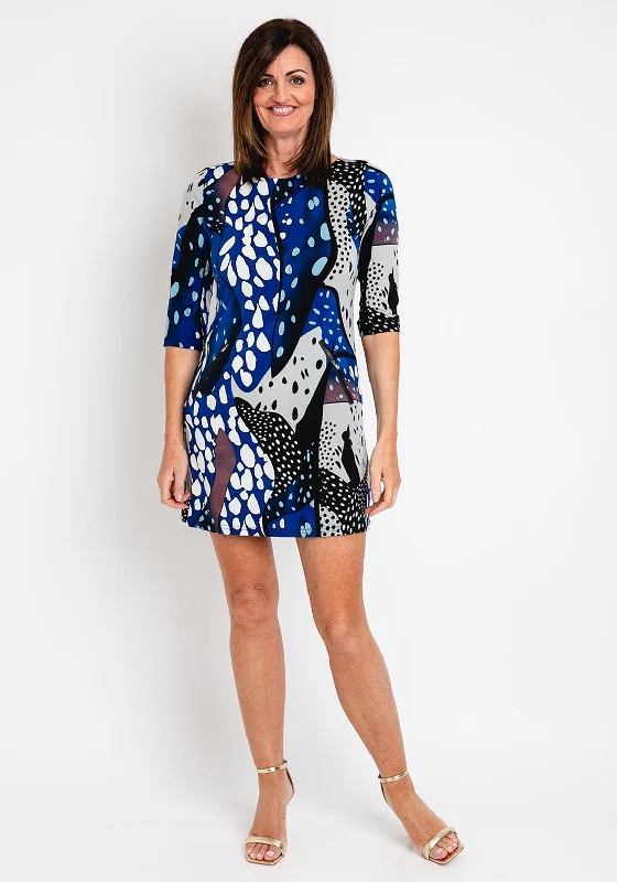 Serafina Collection Shift Spot Print Mini Dress, Blue