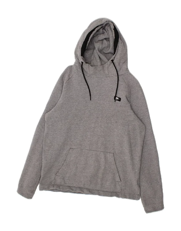 Markdowns NIKE Womens Hoodie Jumper UK 14 Medium Grey Cotton