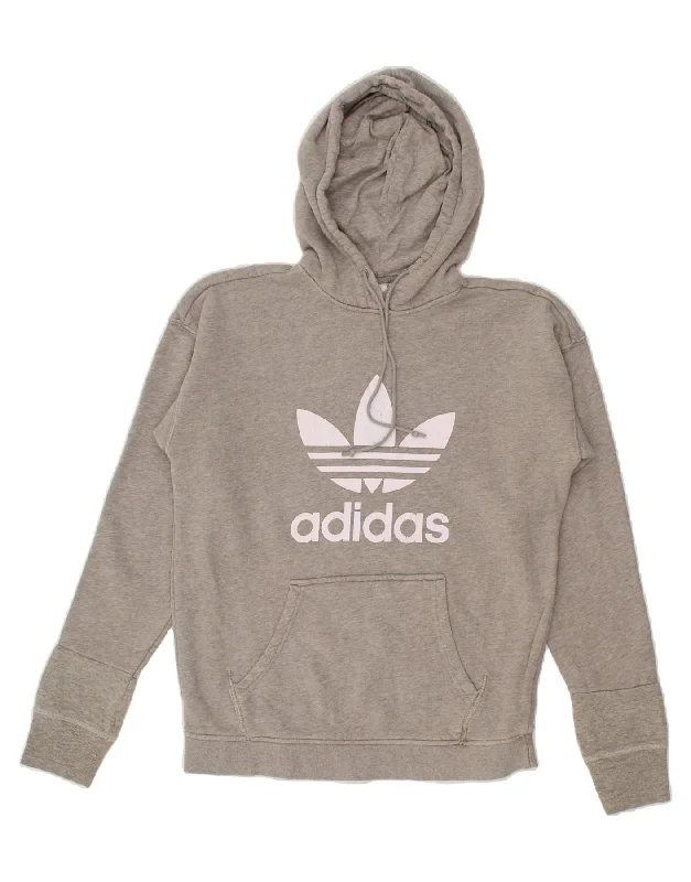 Special Price ADIDAS Womens Graphic Hoodie Jumper UK 6 Small Grey Cotton