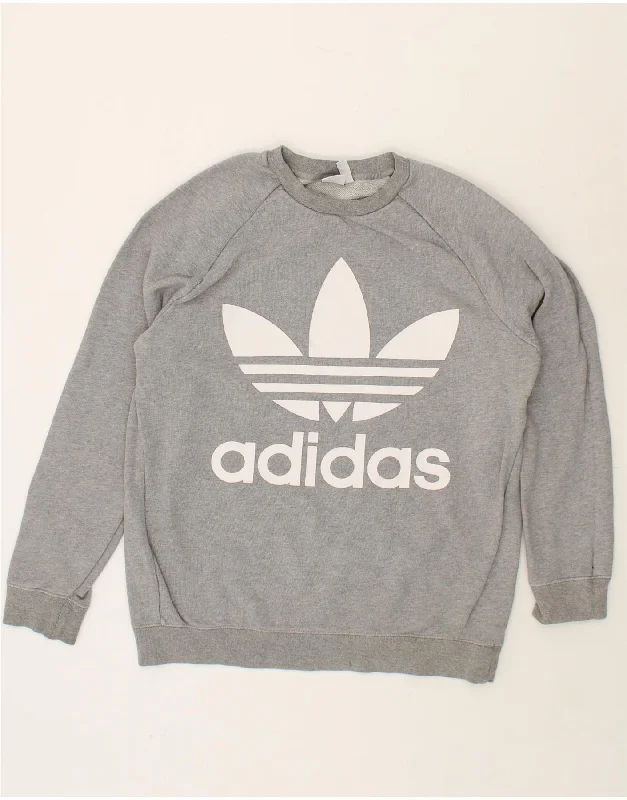 The Best Prices ADIDAS Womens Graphic Sweatshirt Jumper UK 14 Large   Grey Cotton