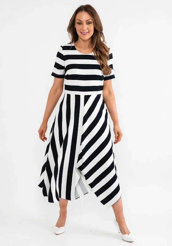 Flash Deals Coco Doll Hara Geometric Stripe Maxi Dress, Black & White