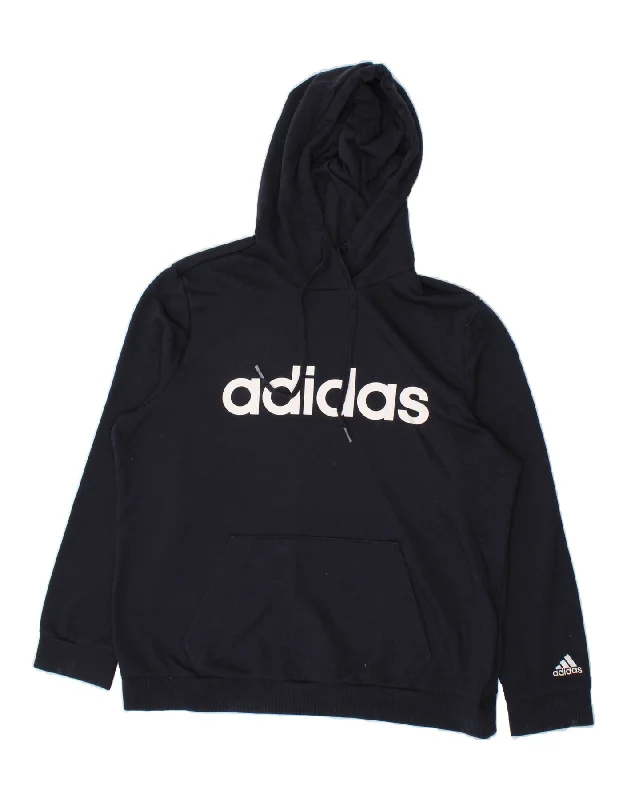 Major Savings ADIDAS Womens Graphic Hoodie Jumper UK 20/22 XL Navy Blue Cotton