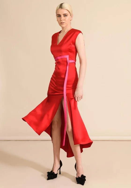 Caroline Kilkenny Max Satin Maxi Dress, Red