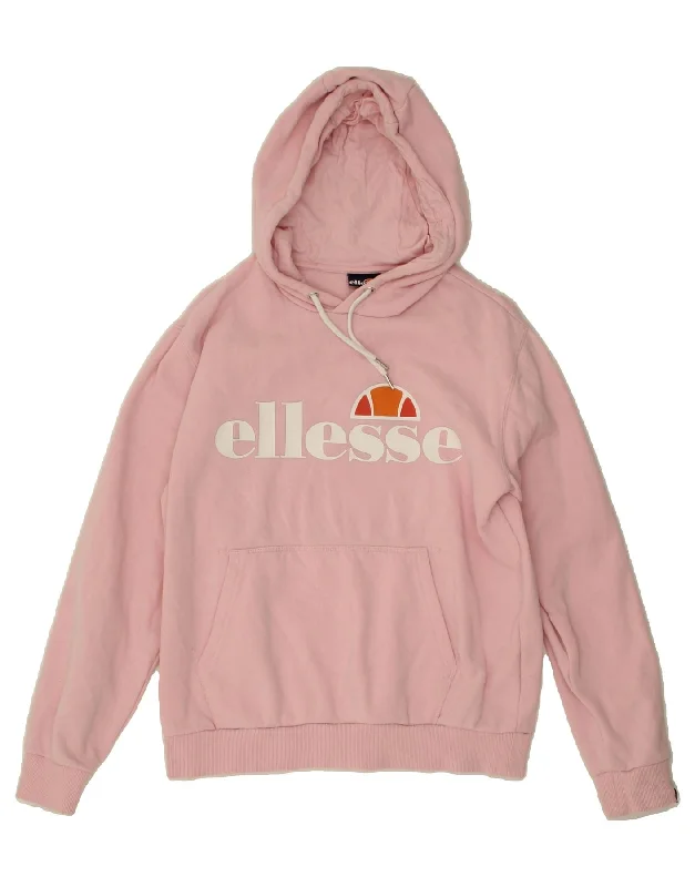 Hot Deal ELLESSE Womens Oversized Graphic Hoodie Jumper UK 10 Small Pink Cotton