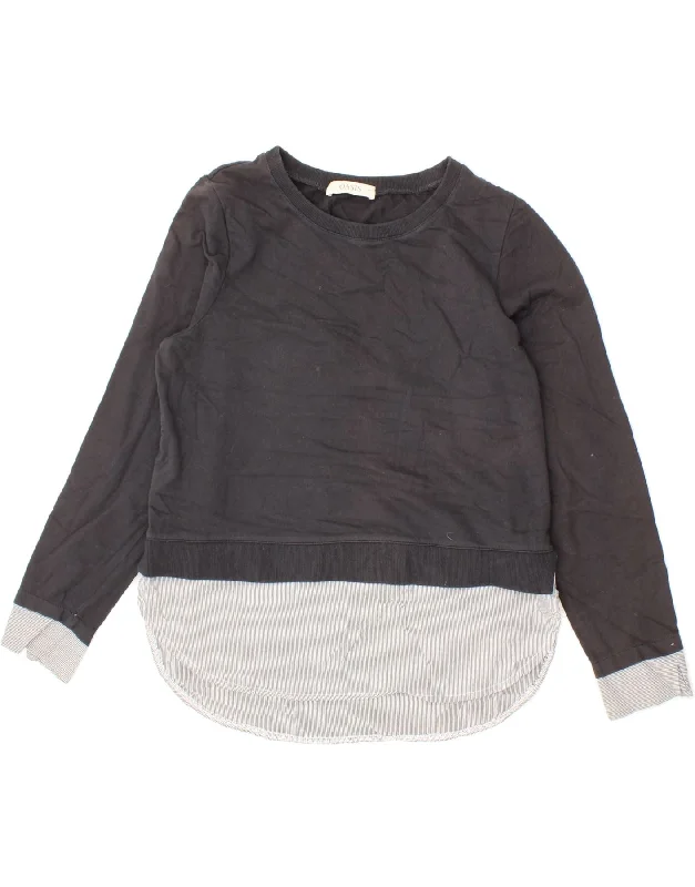Quick Sale OASIS Womens Sweatshirt Jumper UK 14 Medium Black Colourblock Cotton