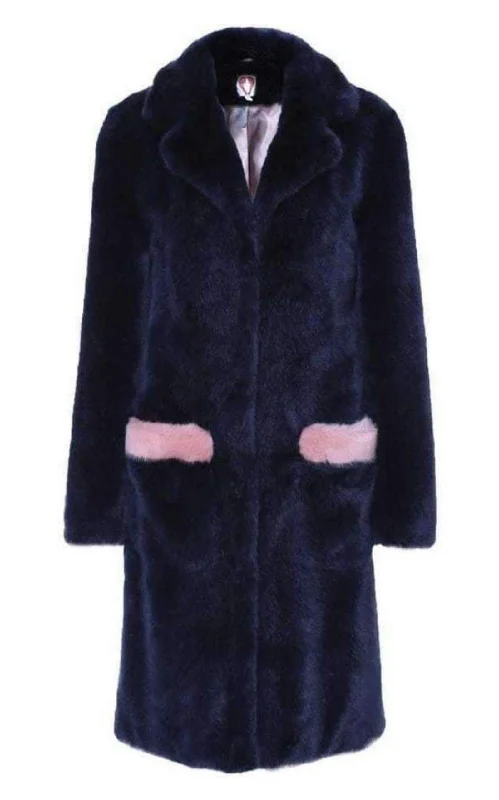 Flash Sale Claude Faux Fur Blue Pink Coat