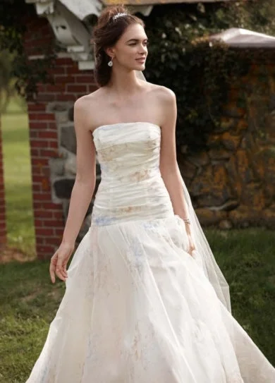 Blowout Deals David's Bridal Strapless Organza Print Ball Gown