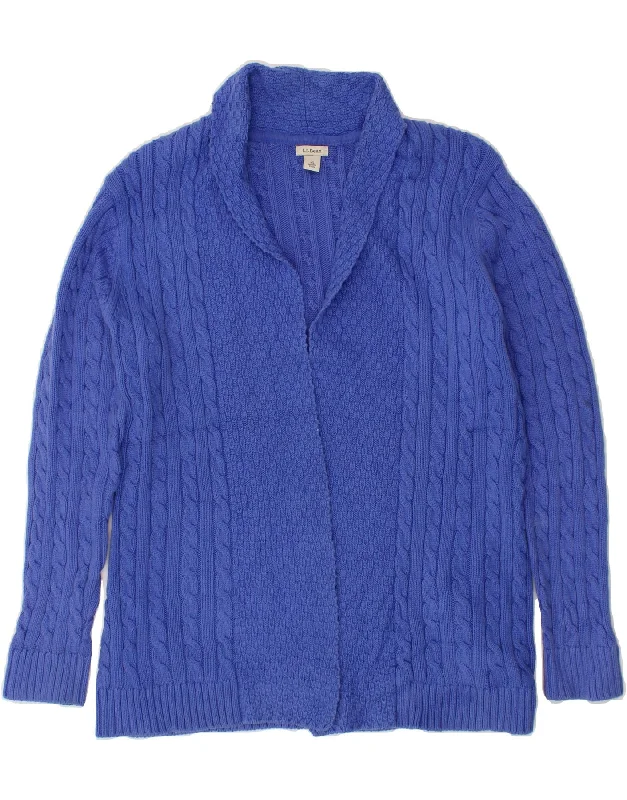 Deal of the Day L.L.BEAN Womens Open Cardigan Sweater UK 16 Large Blue Cotton