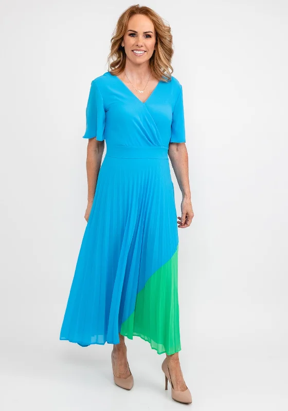 Doorbuster Deal Kate Cooper Pleated Contrast Panel Dress, Blue