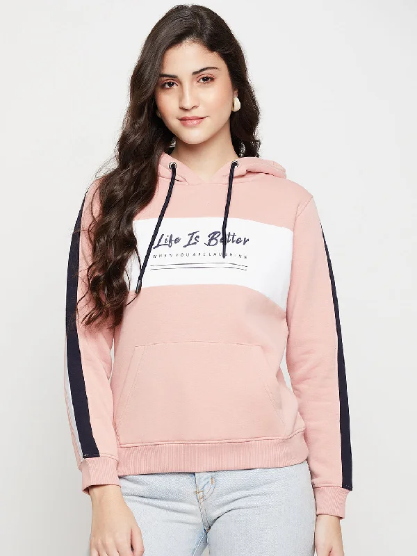 Price Fest Women's Casual  Pink Regular Full Sleeve Pullover Hoodie Sweatshirt