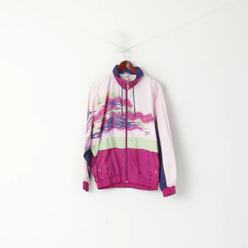 Deal of the Week Triumph Women M Jacket Pink Nylon Vintage Sportswear Waterproof Zip Up Festival Track Top