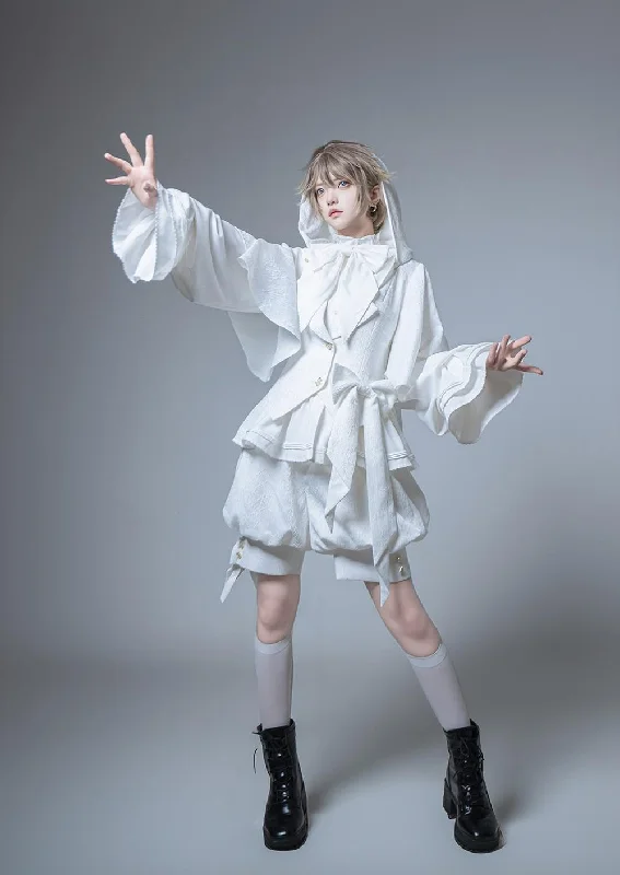 Super Bargain Princess Chronicles~Rabbit Hunting White Moonlight~Handsome Ouji Lolita Coat Rabbit Ears Pants Set
