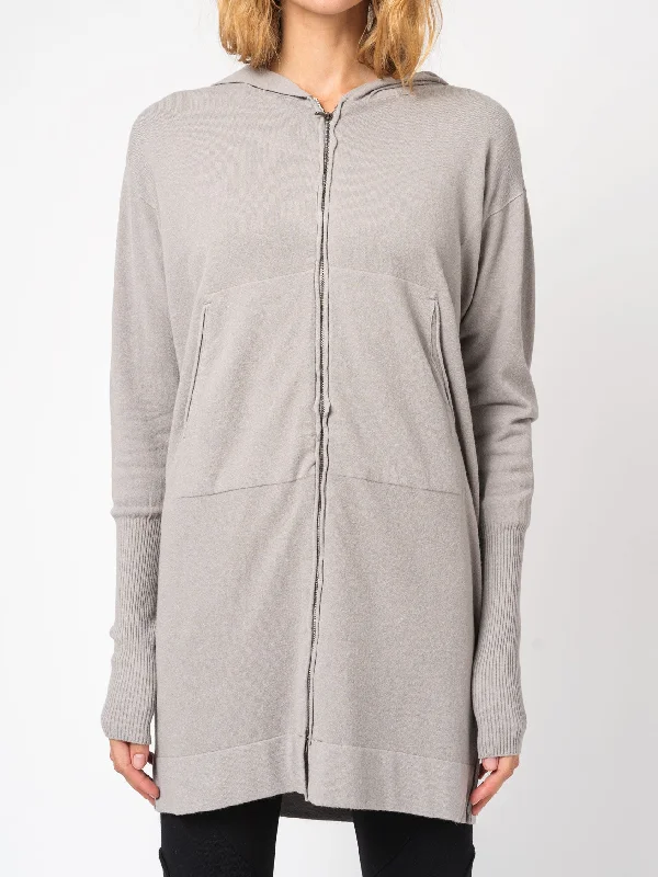 Special Price Viscose and Wool Zipped Maxi Hoodie