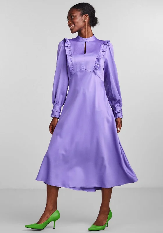 Y.A.S Dahlia Ruffle Midi Dress, Purple