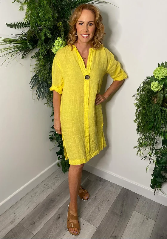 Serafina Collection One Size Long Tunic Dress, Yellow