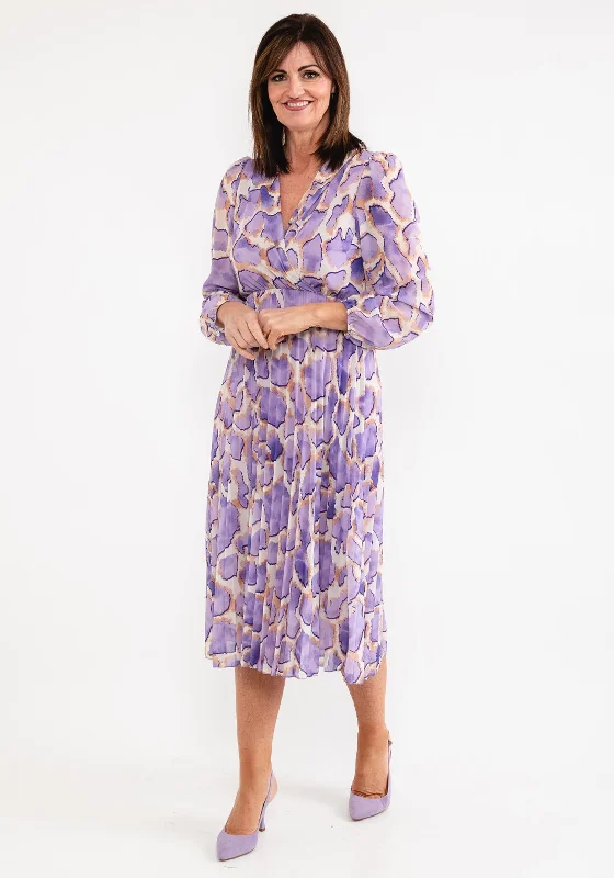 Closeout Seventy1 One Size Chiffon Pleated Midi Dress, Lilac