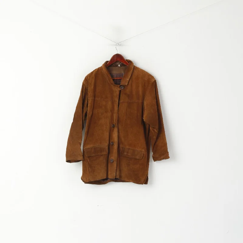 Stock Clearance Aleksander Women 38 M Leather Jacket Brown Vintage Western Single Breasted Suede Top