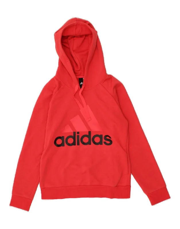Price Drop ADIDAS Womens Graphic Hoodie Jumper UK 12 Medium Red