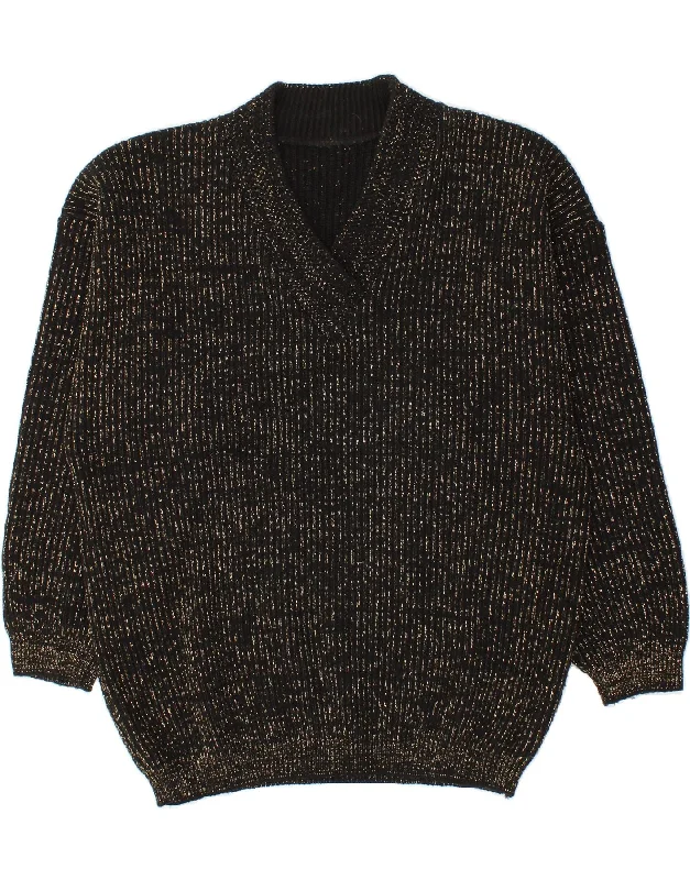 Discount Extravaganza VINTAGE Womens V-Neck Jumper Sweater UK 18 XL Black Flecked Wool Discount Extravaganza VINTAGE Womens V-Neck Jumper Sweater UK 18 XL Black Flecked Wool