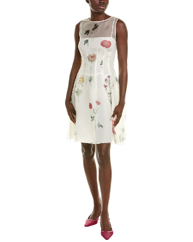 Buy More, Save More Oscar de la Renta Botanical Organza Silk A-Line Dress