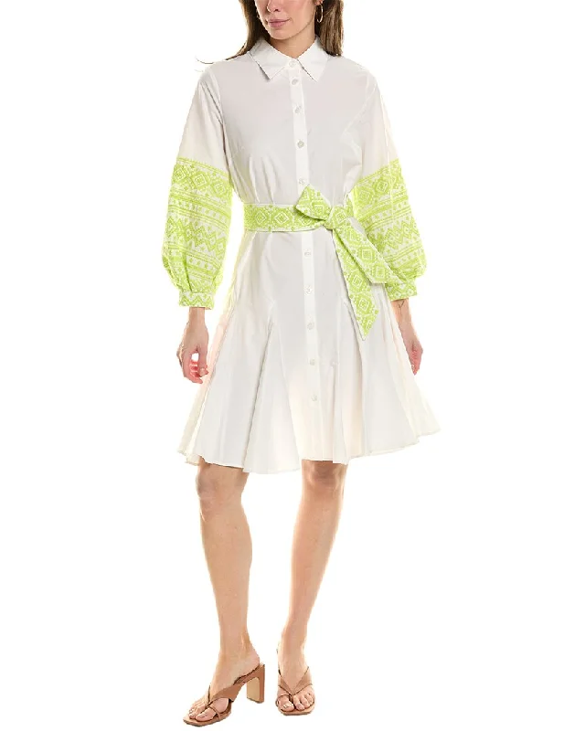Can't Miss Teri Jon by Rickie Freeman Embroidered Shirtdress