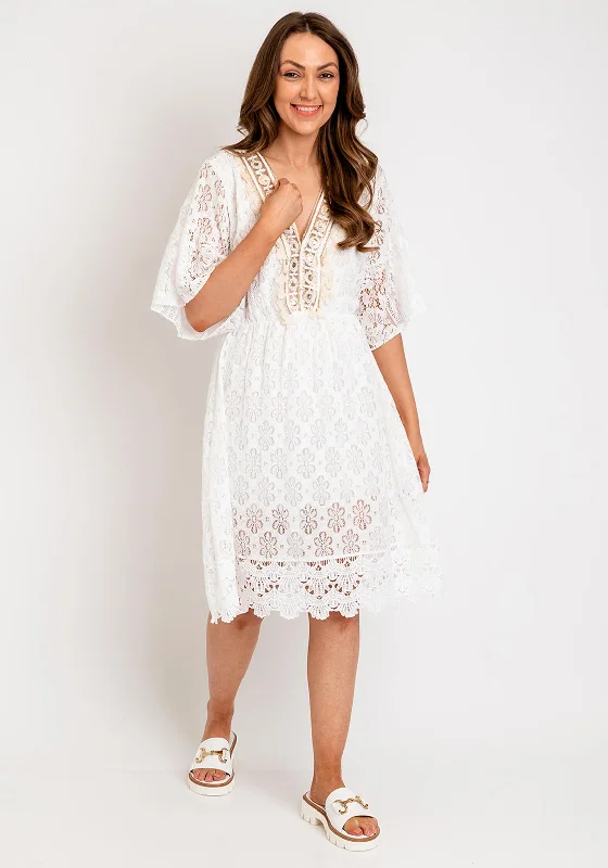 Serafina Collection One Size Lace Midi Dress, White