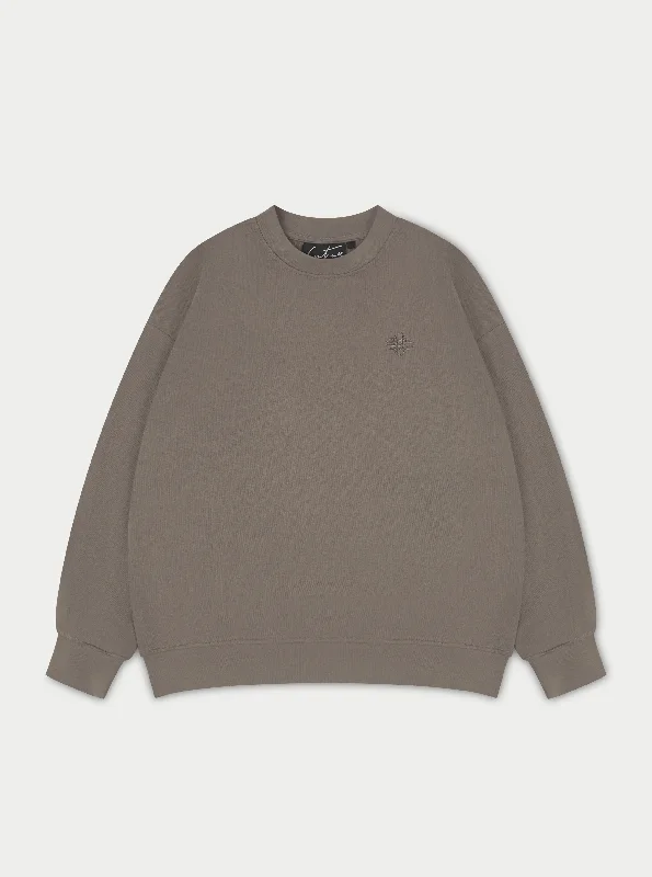 Huge Discounts EMBLEM OVERSIZED SWEATSHIRT - COCOA
