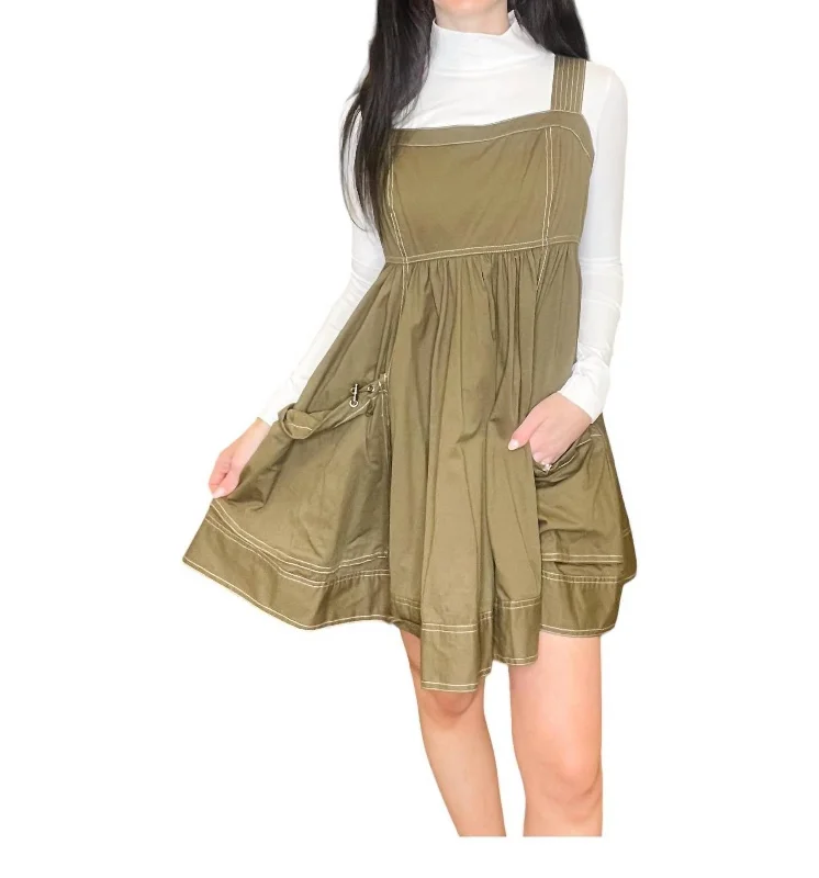 The Sutton Rose Square Neck Dress In Olive