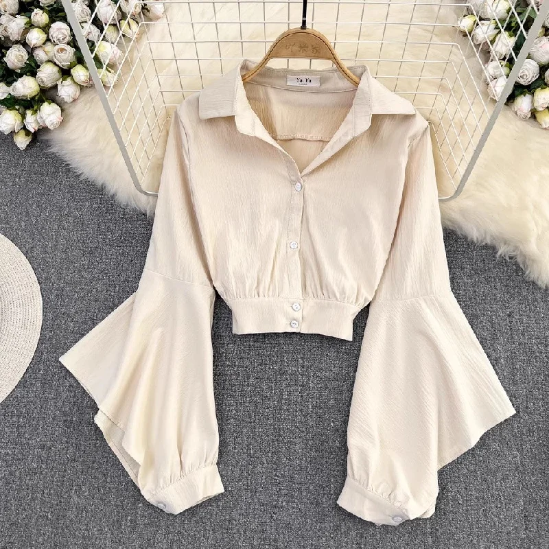 Daily Deals Bell Sleeve Women's Fashionable Short Top       S4079