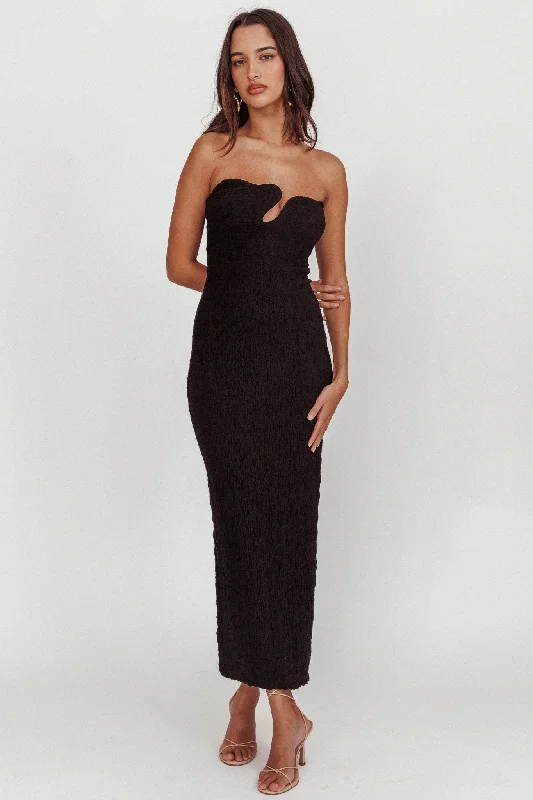 Flash Deals Horizon Strapless Textured Midi Dress Black