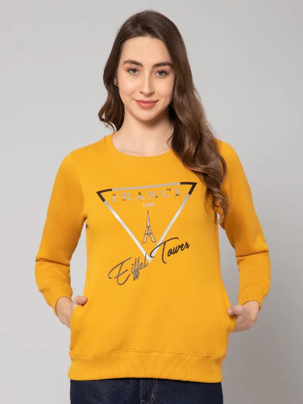 Final Markdown Women's Casual  Mustard Regular Full Sleeve Pullover Sweatshirt