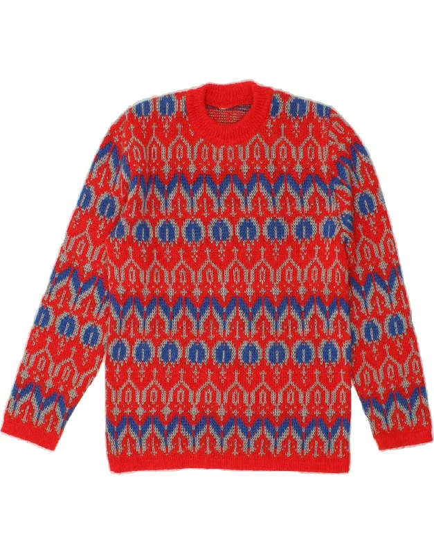Mega Sale VINTAGE Womens Longline Crew Neck Jumper Sweater UK 10 Small Red Fair Isle Mega Sale VINTAGE Womens Longline Crew Neck Jumper Sweater UK 10 Small Red Fair Isle