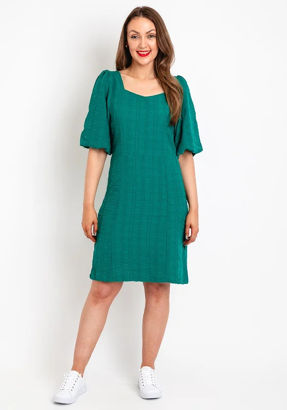 ICHI Cevino Sweetheart Neckline Textured Mini Dress, Green