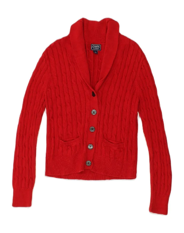 CHAPS Womens Cardigan Sweater UK 16 Large Red Cotton