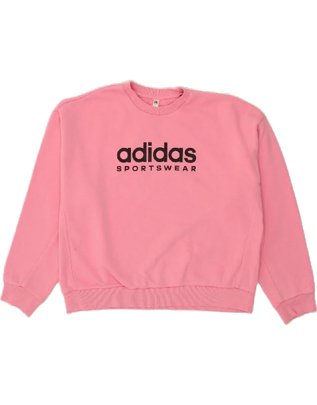 ADIDAS Womens Oversized Graphic Sweatshirt Jumper UK 16/18 Large Pink