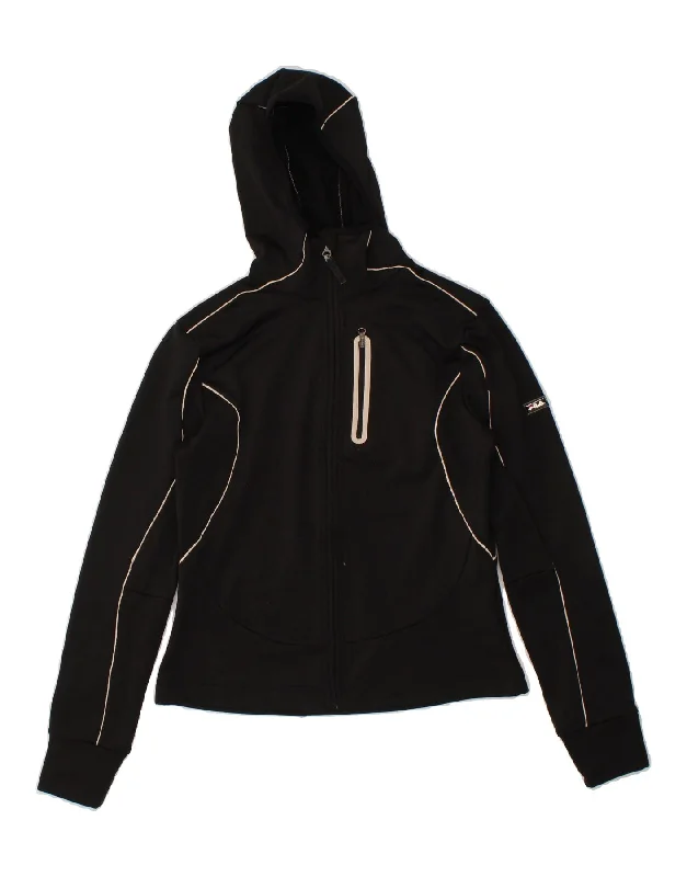 Bargain Prices FILA Womens Zip Hoodie Sweater UK 14 Medium Black Polyester