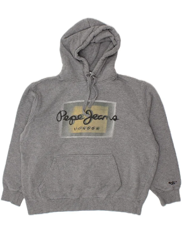 Super Deal PEPE JEANS Womens Loose Fit Hoodie Jumper UK 18 XL Grey Cotton